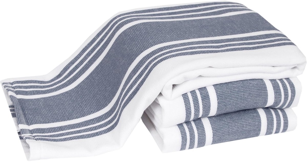 Dual Purpose omkeerbaar, 100% absorberend katoen, keukendoeken set van 3 gestreept, 17 "x 30", 3-pack Indigo All-Clad Textiel