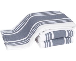 Dual Purpose omkeerbaar, 100% absorberend katoen, keukendoeken set van 3 gestreept, 17 "x 30", 3-pack Indigo All-Clad Textiel