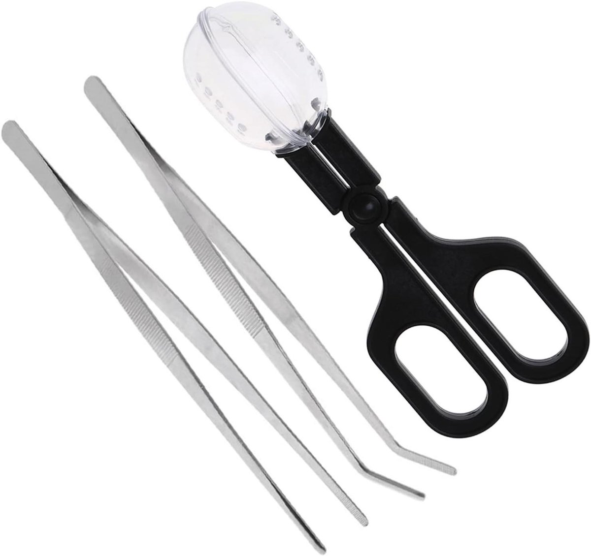 Voedingsset Reptiel - Insectenvanger Pincet - Dieren Verzorgen - 3 Delige Set - Tot 20 cm - Zwart