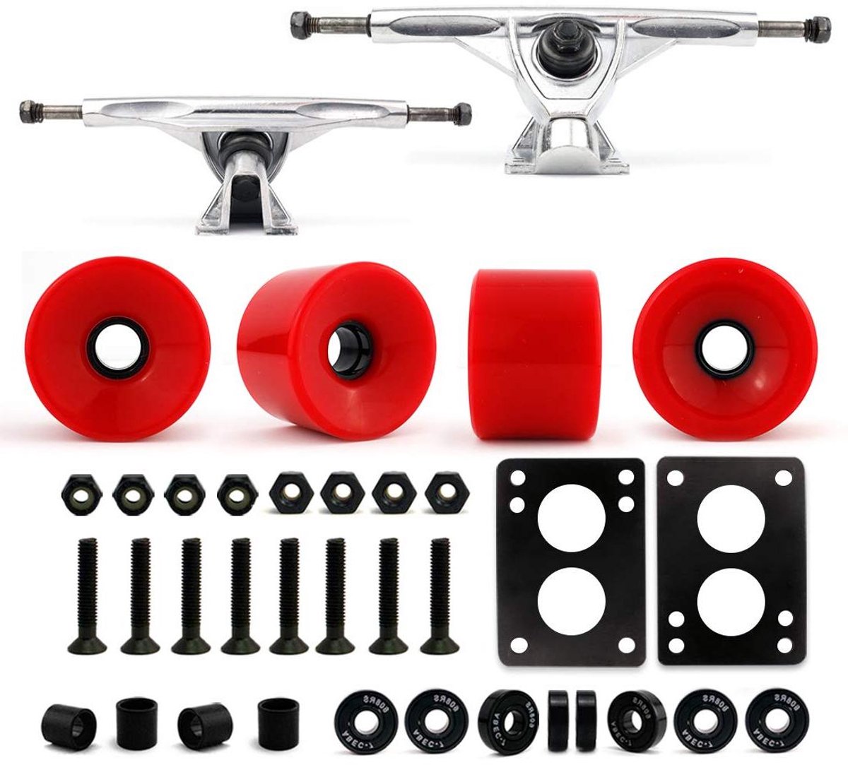 Longboard Truck en Wiel Set Skateboard Onderdelen Skateboarden Reverse Kingpin Trucks 70mm Wielen 7 inch Trucks
