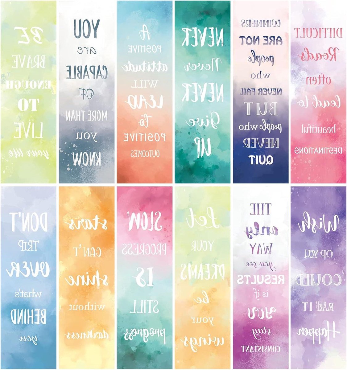 Inspirerende Bladwijzers - Motiverende Boekenleggers - Lezen Markeren - 12 Verschillende Stijlen - 60 Stuks - Multicolor