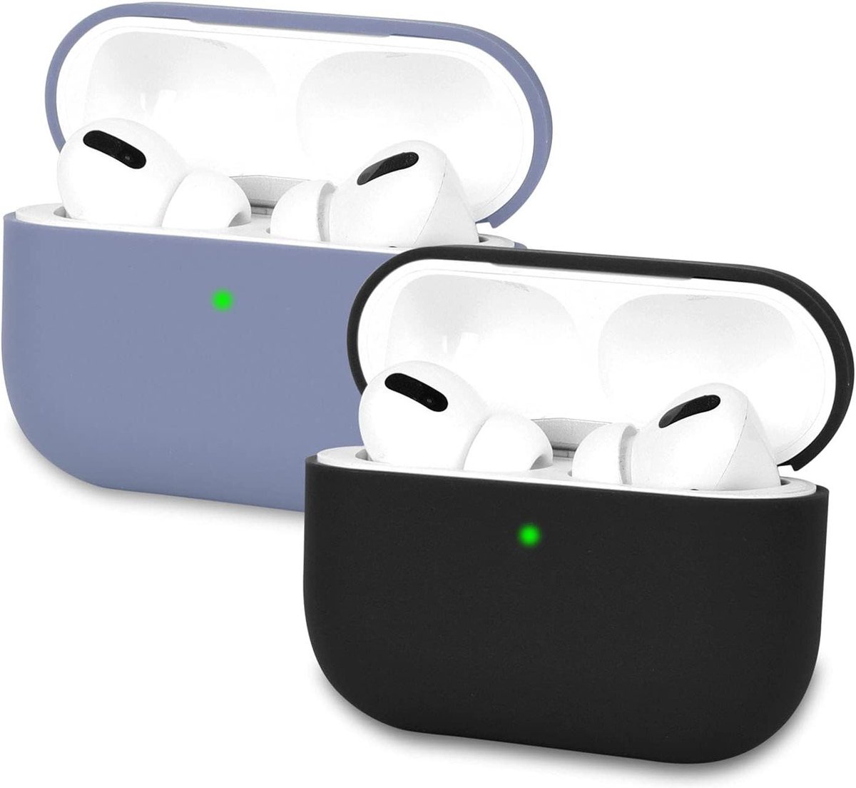 2x Siliconen Beschermhoes voor AirPods Pro - Schokbestendig & Ultralicht - Zwart en Lavendelgrijs