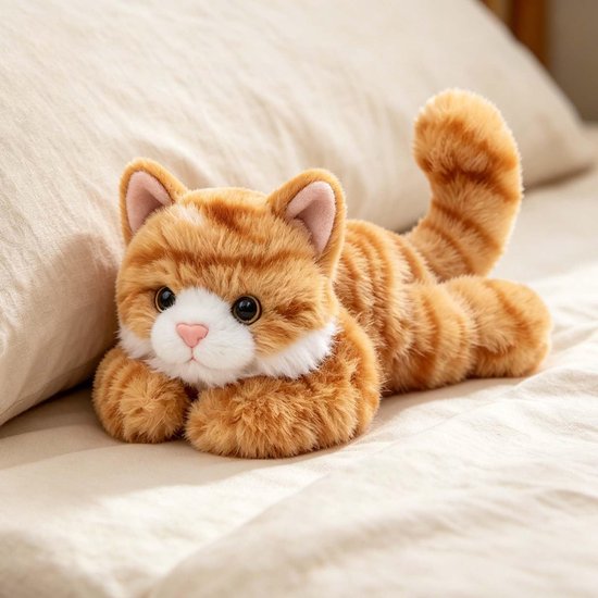 Knuffeldier kat, knuffeldier kat, pluche kattenfiguur, katje, knuffeldier, speelgoed, oranje pluche kat, 18 cm, verzamelstukken, bureaudecoratie, cadeau-idee en feesten, decoratie voor kamer en auto — afbeelding 4