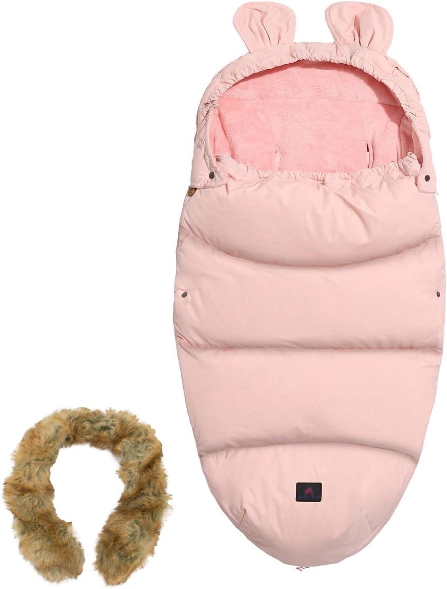 Baby Voetenzak - Winterwikkeldeken Pramen - Baby Warm Houden - Waterdicht Winddicht - 100 x 48 cm - Roze