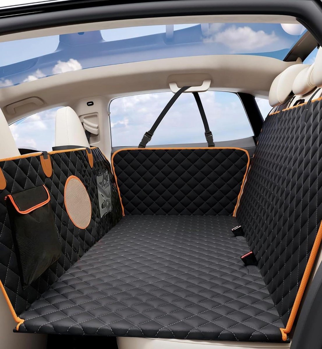 Honden Autostoel Extender - Honden Autostoel Beschermer - Veilig Reizen - Vergroot Ruimte - 132 cm Breed - Zwart