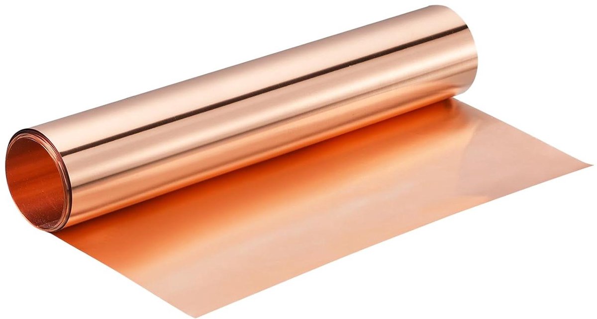 Koperplaat Rol - Koperfolie Metaalplaat - Dakrenovatie Decoratie - 9995% Zuiver Koper - 3500 mm x 300 mm - Koperkleurig