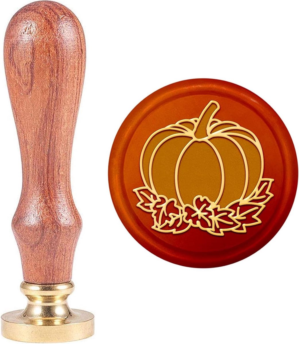 Wax Stempel Set - Zegelstempel Hout - Decoratieve Projecten - Messing Hoofd - 25mm - Pompoen Esdoorn