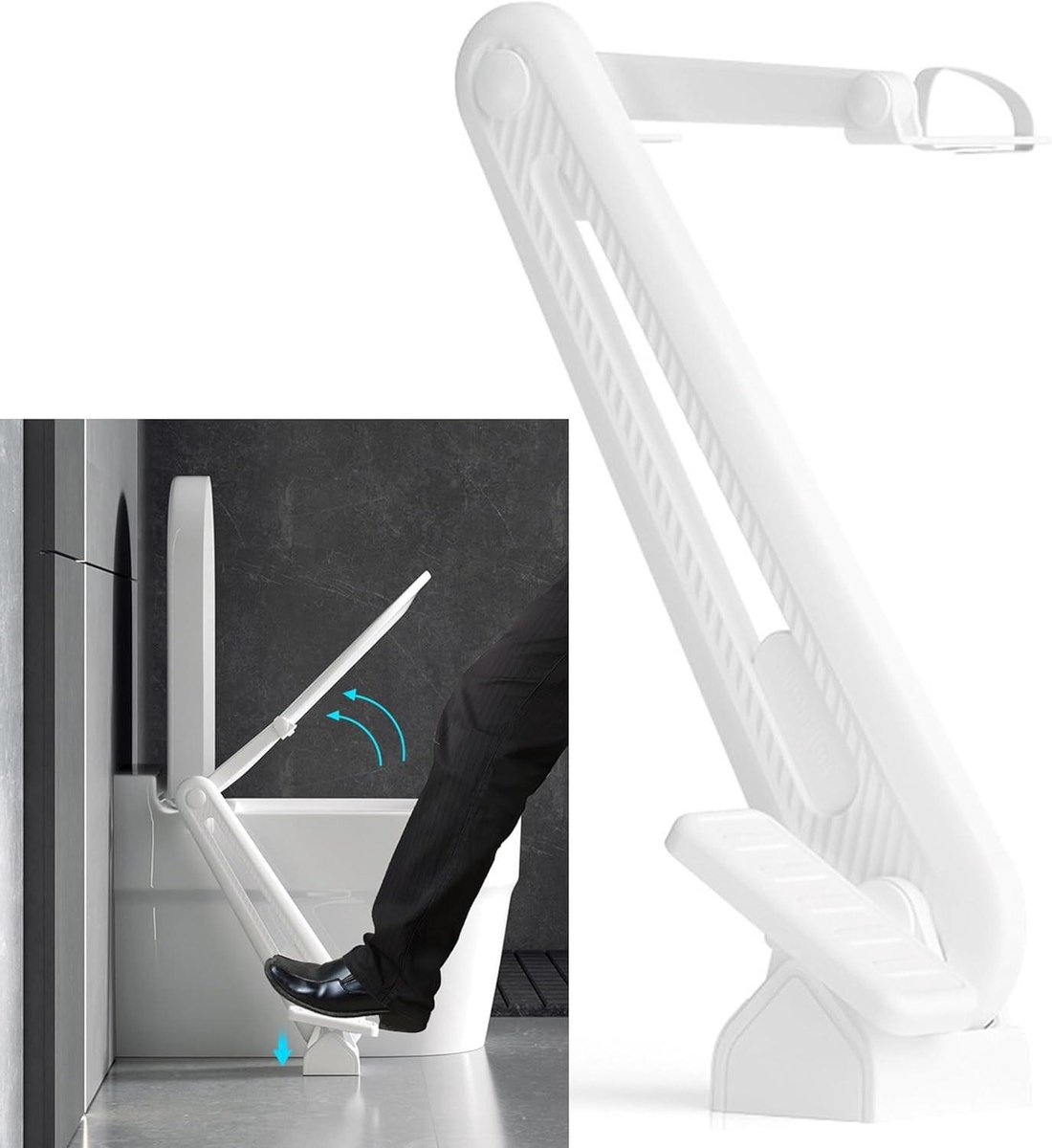 Toiletzittinglifter - Voetpedaal WC-bril - Hygiënisch Toiletbezoek - Contactloos Gebruik - 9 x 21 x 50 cm - Wit