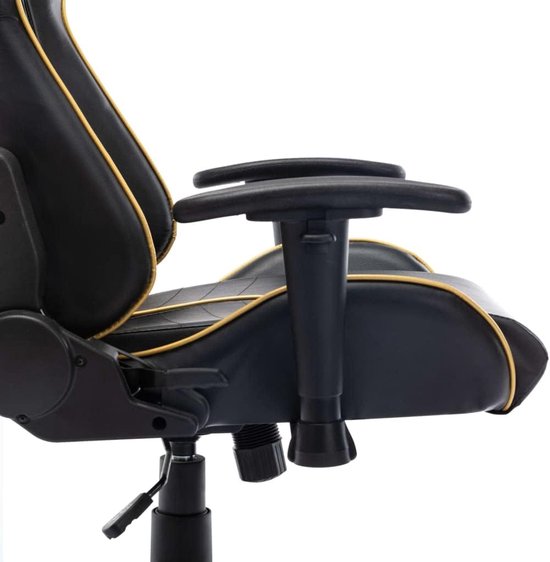 Gaming stoel - Computerstoel bureaustoel - Comfortabel gamen - Inclusief voetensteun - 67 x 61 x 133 cm - Zwart goud — afbeelding 2