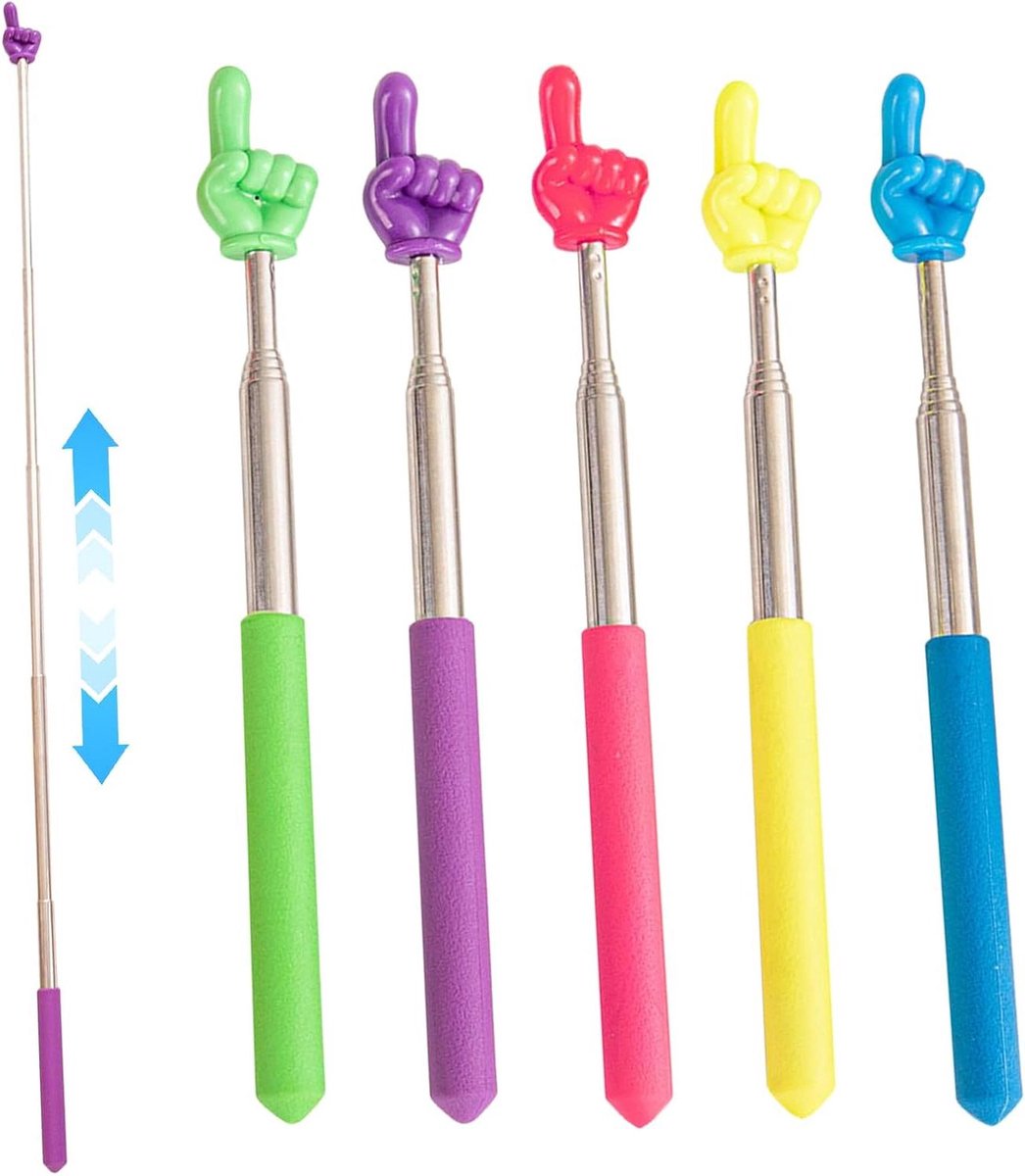Uitschuifbare Pointer Sticks - Vinger Pointers Telescopisch - Klaslokaal Presentaties - Vinger Vorm Ontwerp - 21 cm - 685 cm