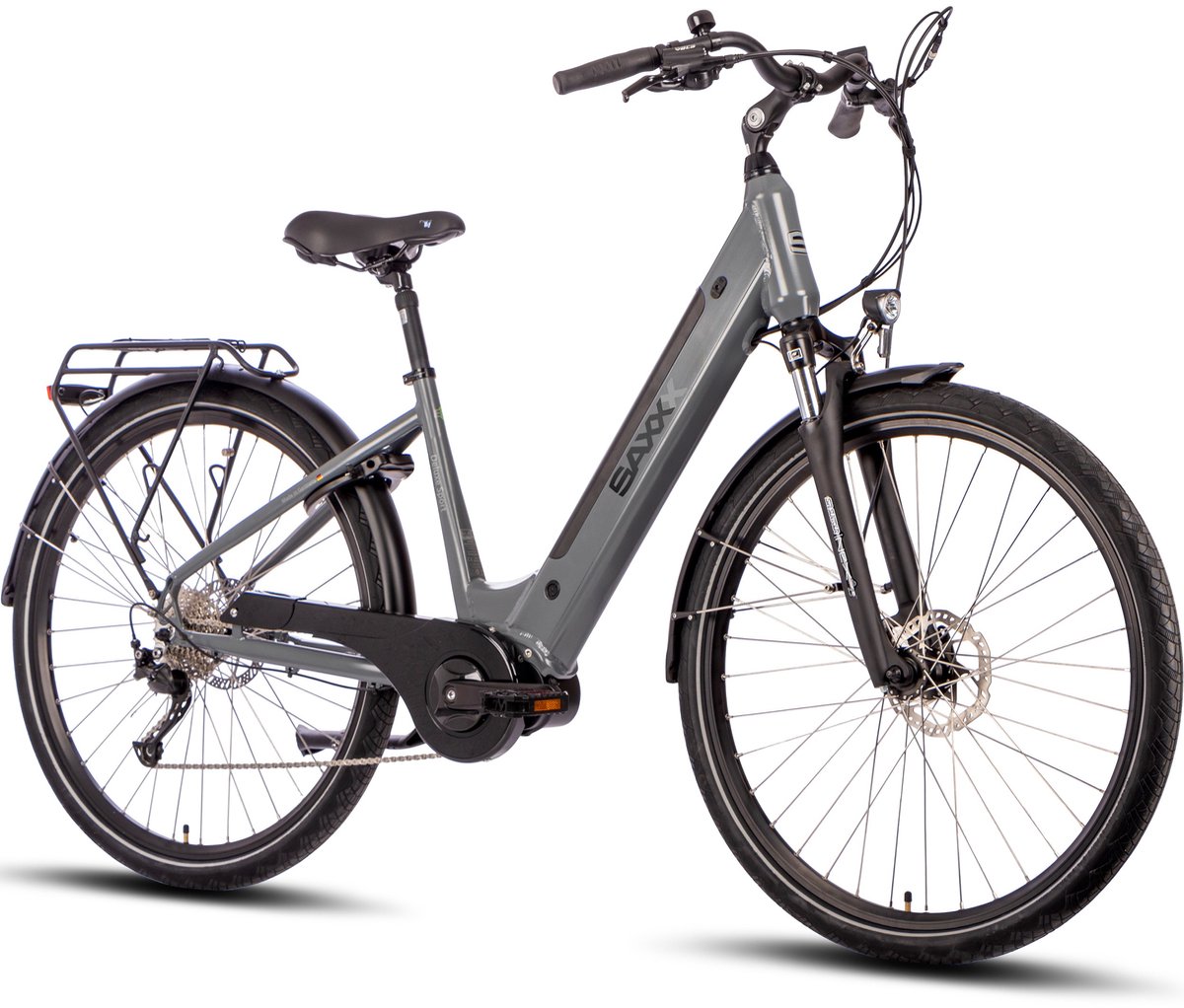 SAXXX Deluxe Sport - Elektrische fiets - 28 inch - mat grijs-zilver