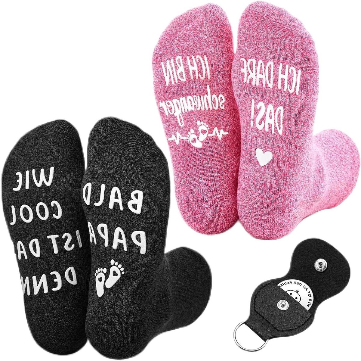 Sokken en Beslissingsmunt - Cadeau Nieuwe Ouders - Vermaak - Antislip Sokken - 170 g - Zwart en Zilver