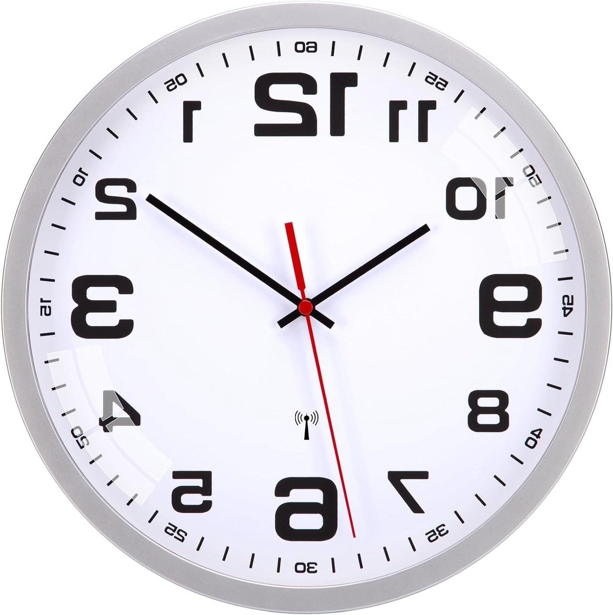 Radio Klok - Wandklok Stil - Tijd Weergeven - Automatische Tijdinstelling - 25 cm - Wit