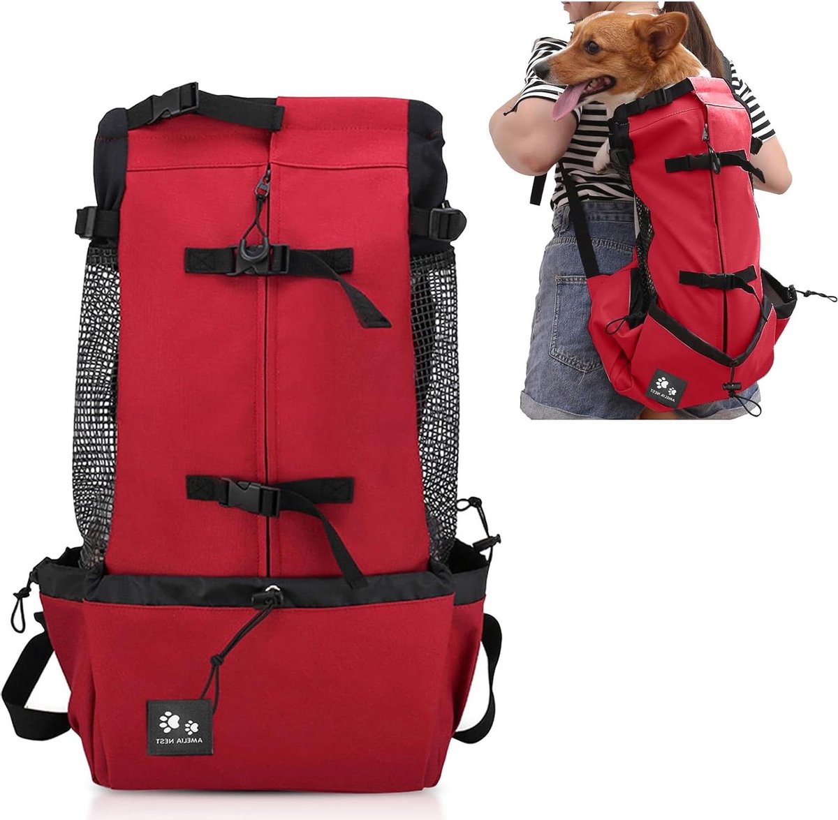 Huisdieren Rugzak - Draagzak Hond Kat - Reizen met Huisdier - Ademend Mesh Ontwerp - Tot 5 kg - Zwart