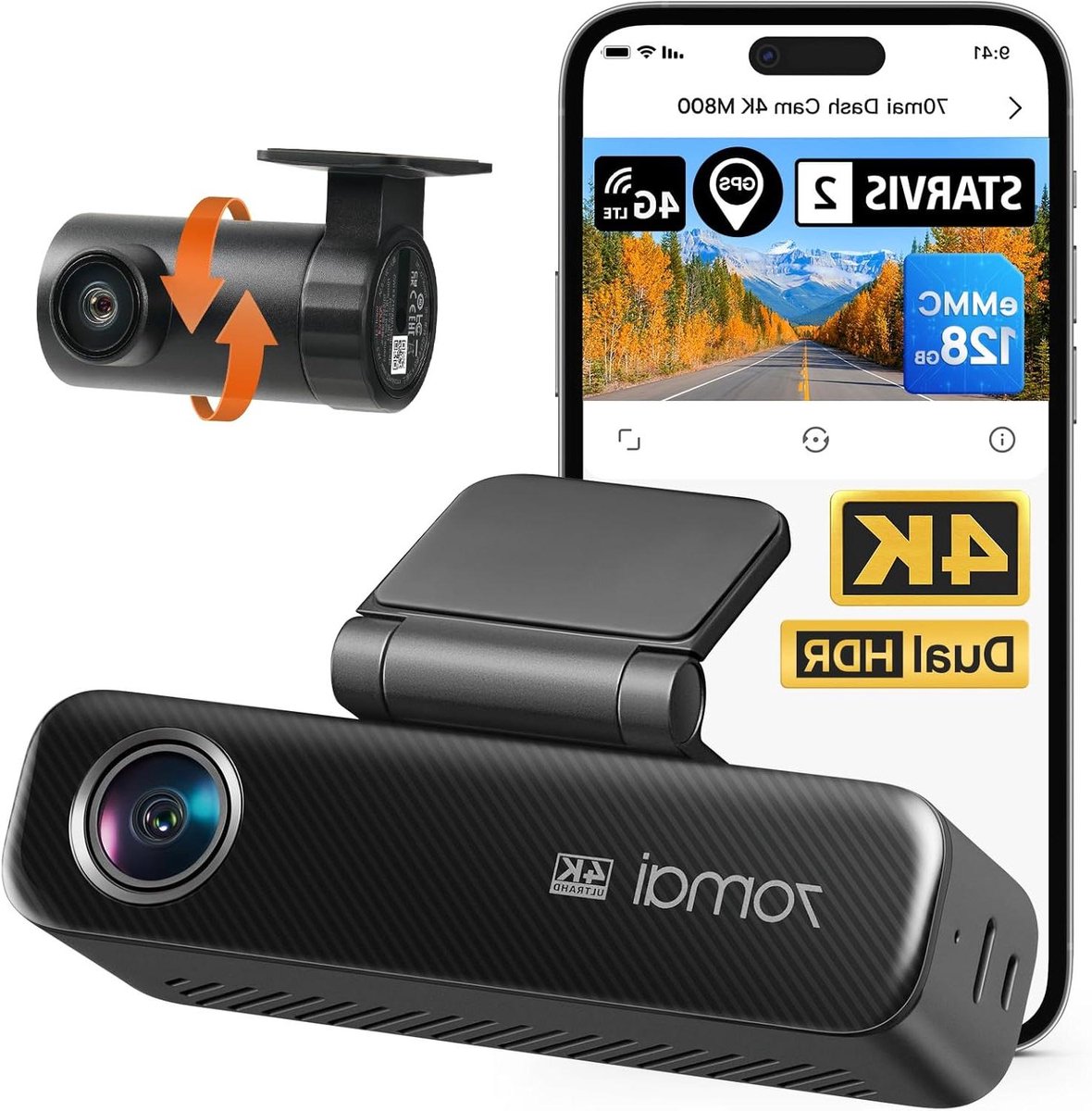 Dashcam - Auto Camera - Veilig Rijden - 4K HDR Beeld - 156 cm - Zwart