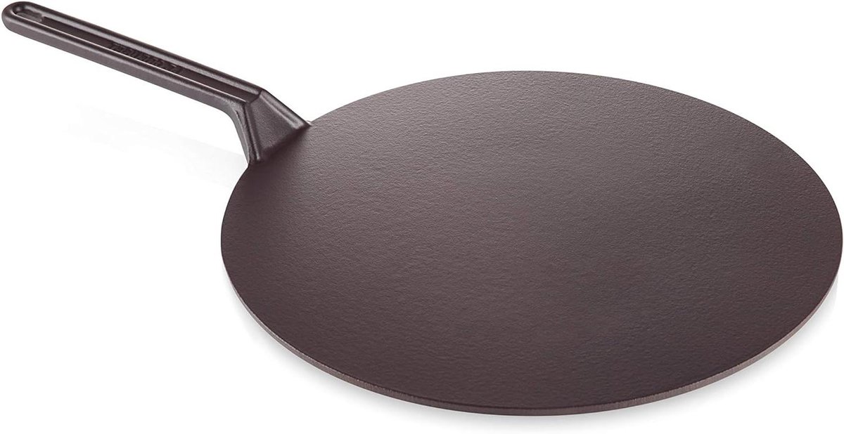Gietijzeren Crêpepan - Pannenkoekenpan Koekenpan - Crêpes Bakken - Ergonomische Handgreep - 32 cm - Satijnzwart