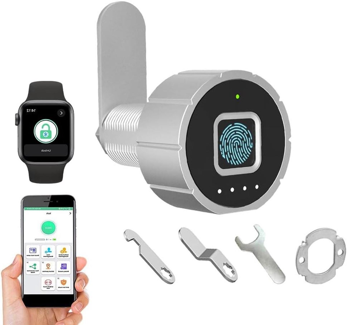 Vingerafdruk Nokkenslot met Bluetooth en App - Biometrisch Kastslot voor Thuis, Kantoor en Meubelbeveiliging