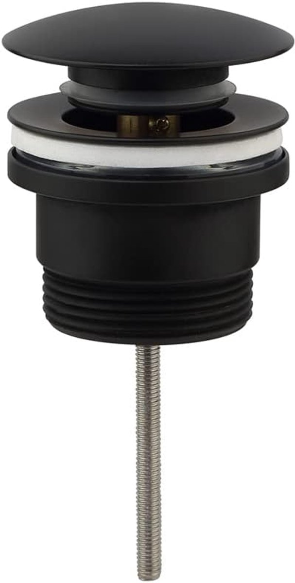 Clac Universele ventiel, matzwart, push-up-afvoergarnituur voor wastafel en bidet, matzwart, moer 1 1/4, van messing