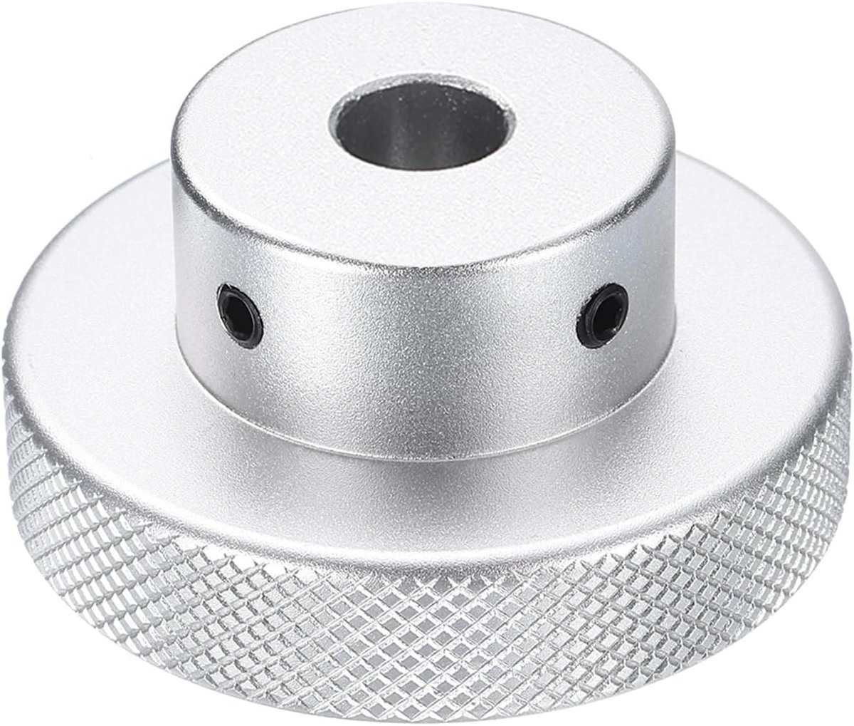 Aluminiumlegering handwiel 60 mm OD 12 mm boring aluminium freesmachine handvat machieedschap handwiel met sleutel en 2 stuks schroeven voor freesmachine draaimachine, zilverkleurig