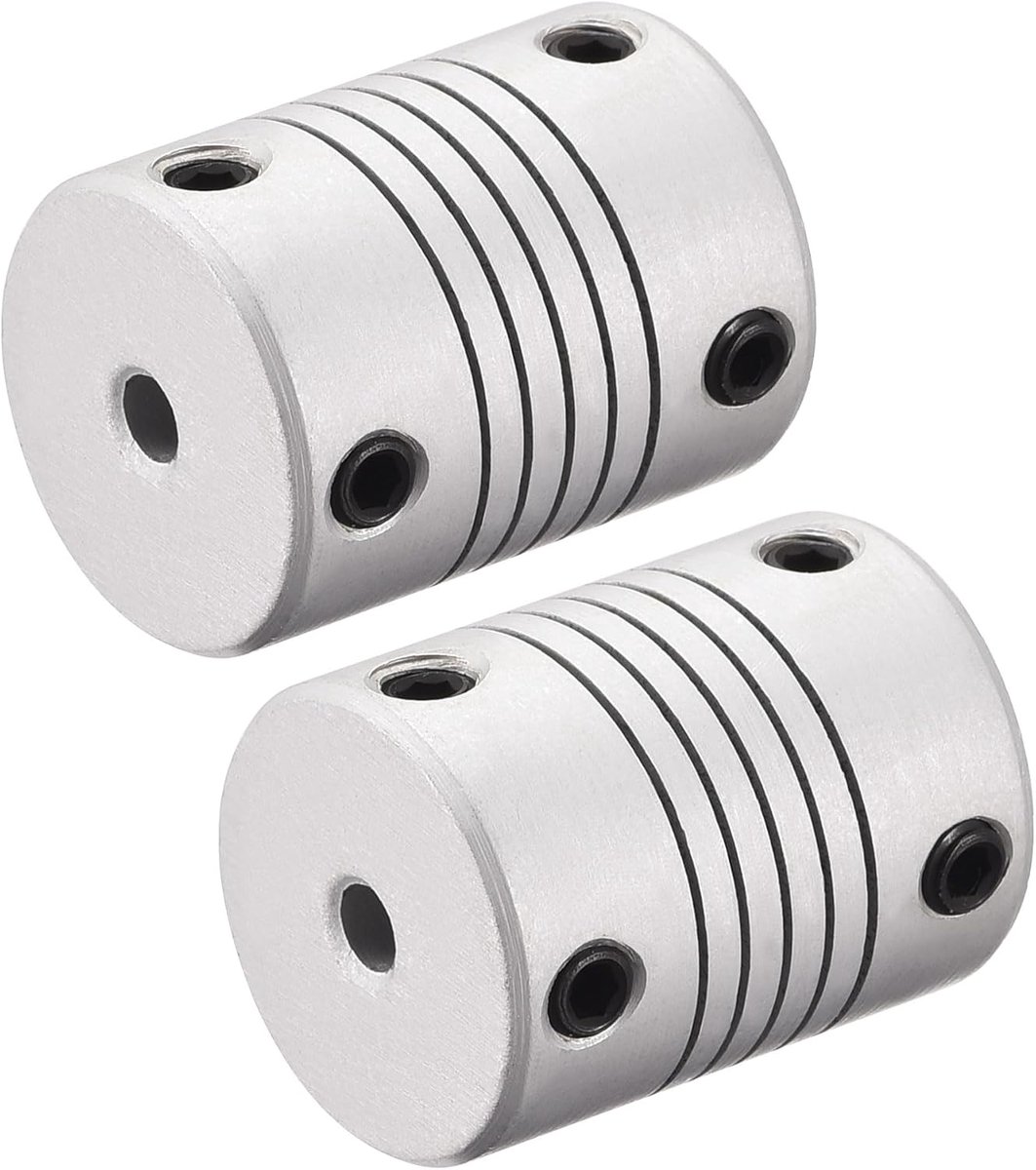 Sourcing map 4 mm tot 6 mm koppeling as motor aluminium legering flexibele koppeling afdichting koppeling aansluiting L25 x D19 zilver 2 stuks