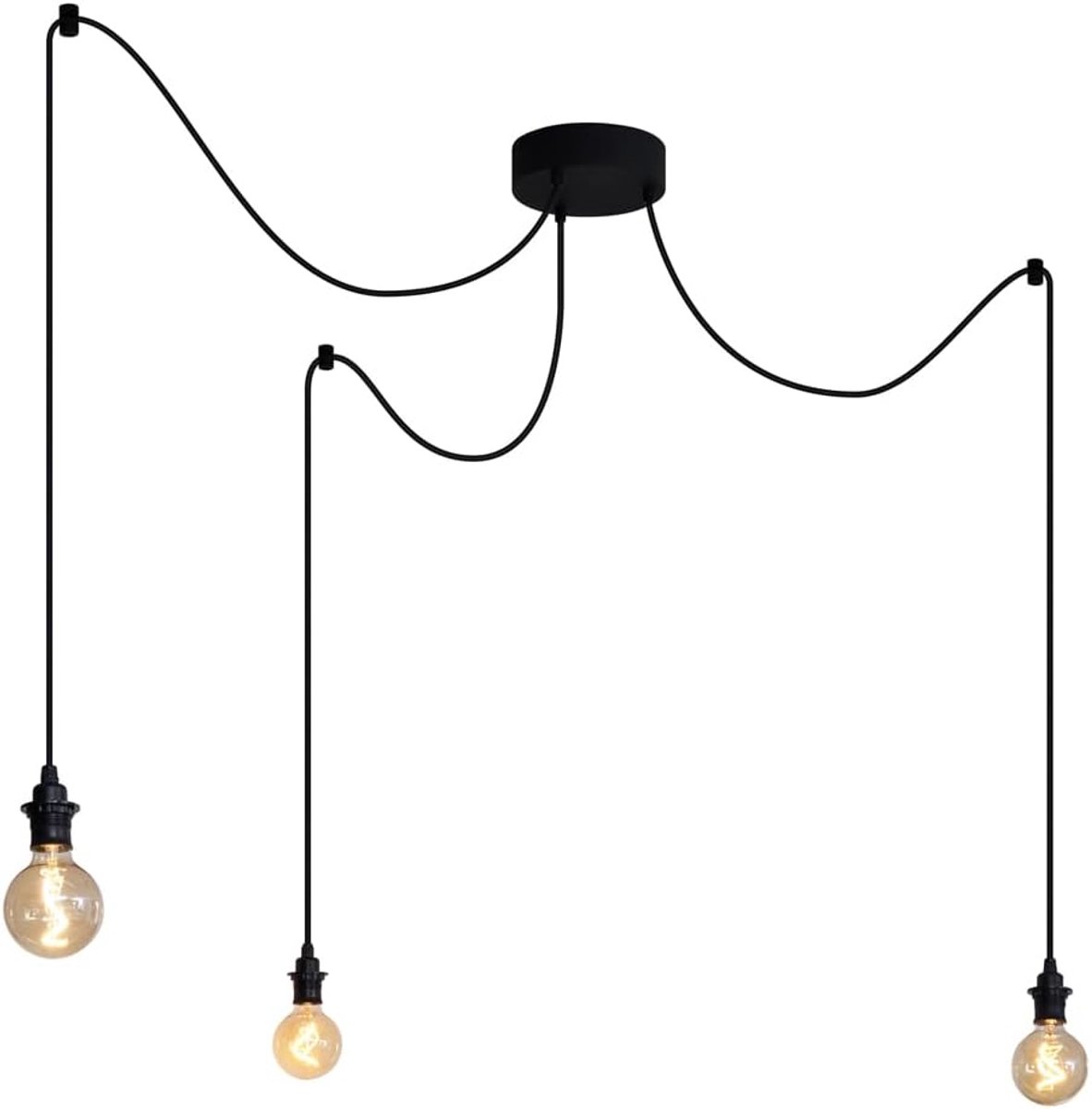 - Modern Buiten hanglamp zwart 3-lichts IP44 - Cava | Buitenverlichting - Staal Langwerpig - E27 Geschikt voor LED - Max. 3 x 15 Watt