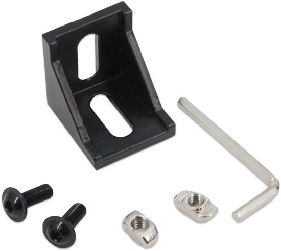 10 stuks 4040 hoekhoek zwart rechthoekig met M6 schroeven 4040 serie voor sleuf 8 mm aluminium extrusieprofiel accessoires (4040 serie zwart met moer) — afbeelding 3
