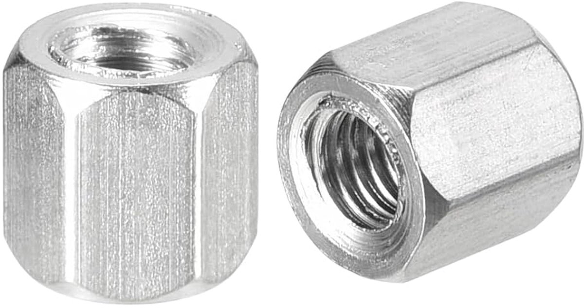 sourcing map M5 x 0,8 afstand 8 mm lengte koppelingsmoeren 8 stuks 304 roestvrij staal metrische zeskant staaf koppeling moeren
