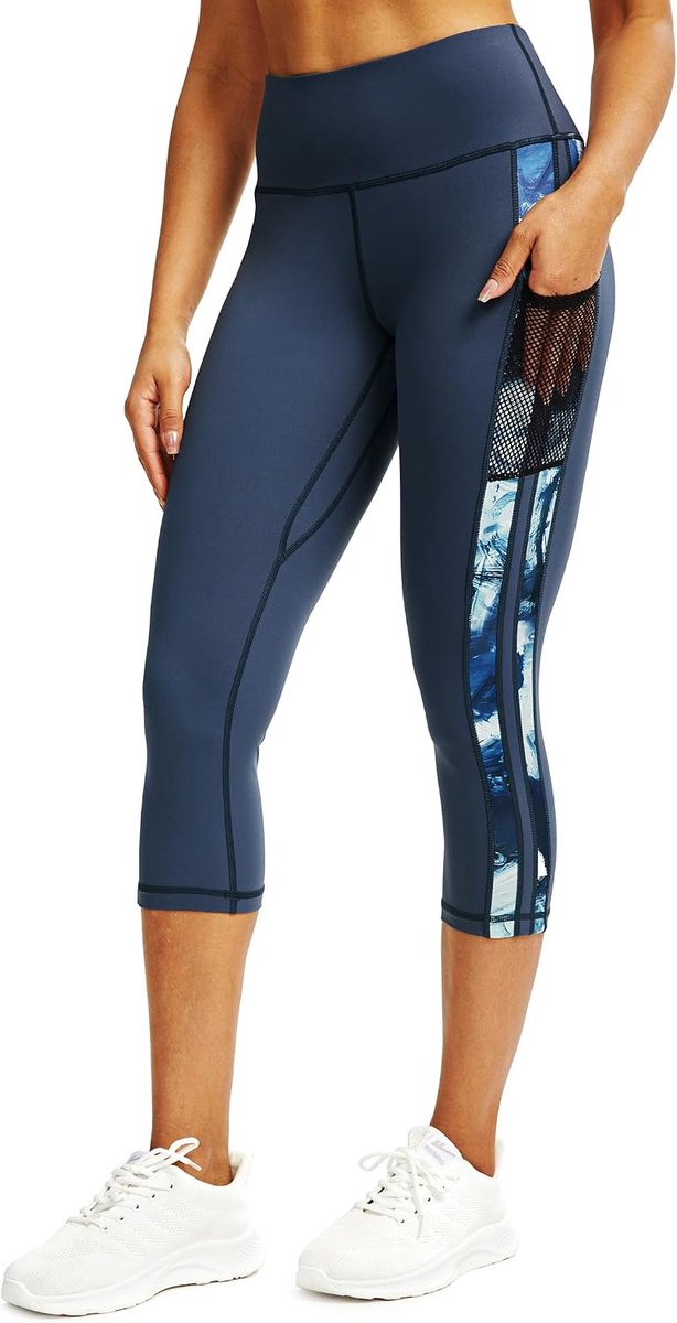 Leggings voor dames, 3/4 joggingbroek met zakken, sportbroek voor dames, 3/4 ondoorzichtig, fitnessbroek, leggings voor dames