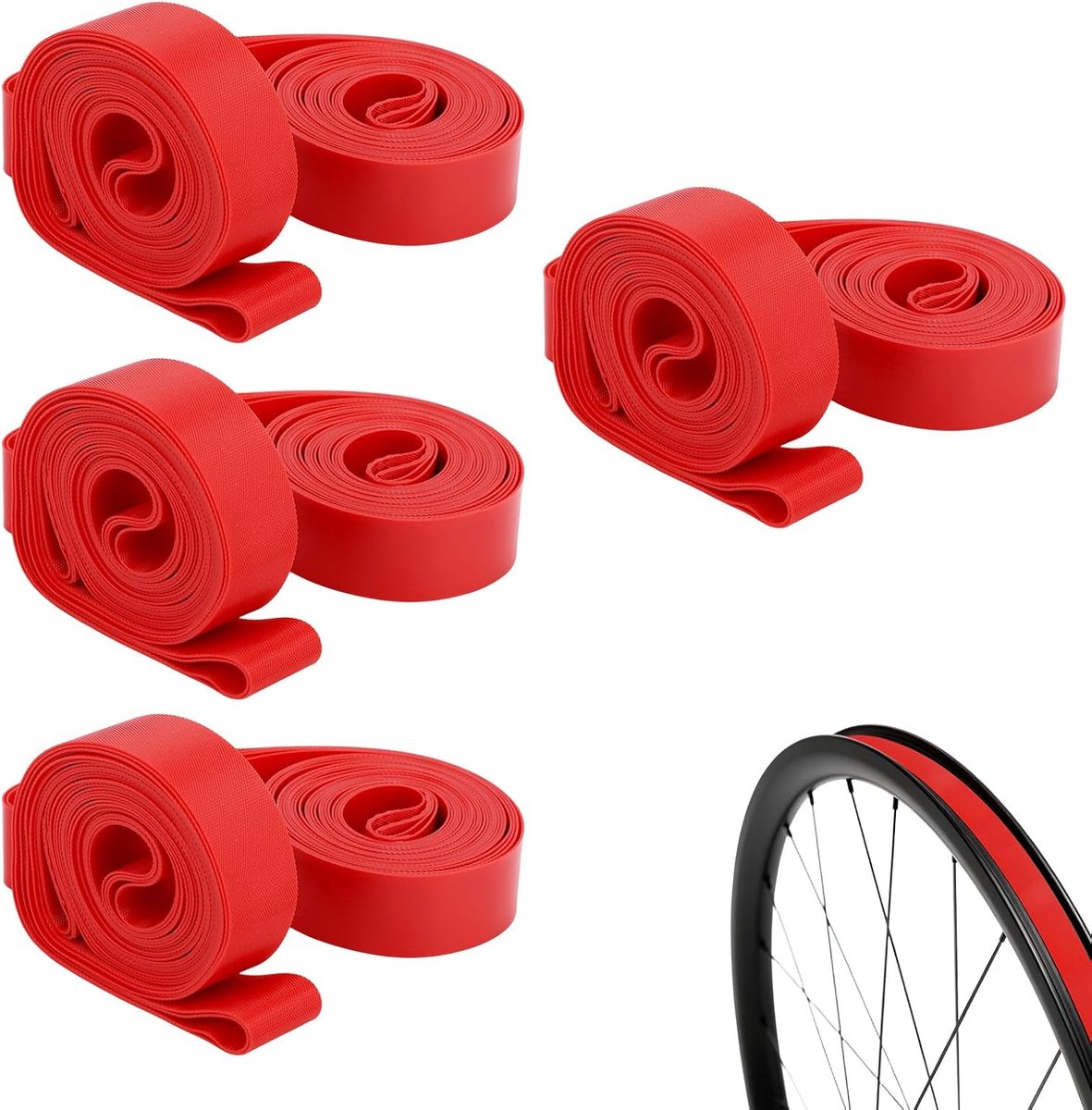Velglintstrips voor 26 Inch Fietsen(Rood) | PVC Lekbestendige Fietsbandvoering Elastische Velglint Beschermpad voor Mountainbikes/Racefietsen