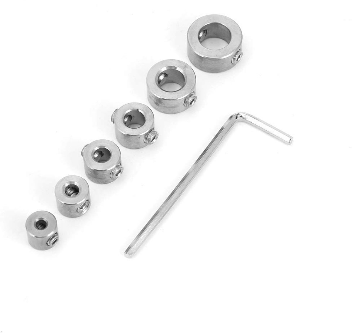 6 Stuks Boordiepteaanslag, 3-10 Mm RVS Boordiepteaanslag Bitkraagset Boordiepteaanslagkraag met Inbussleutel