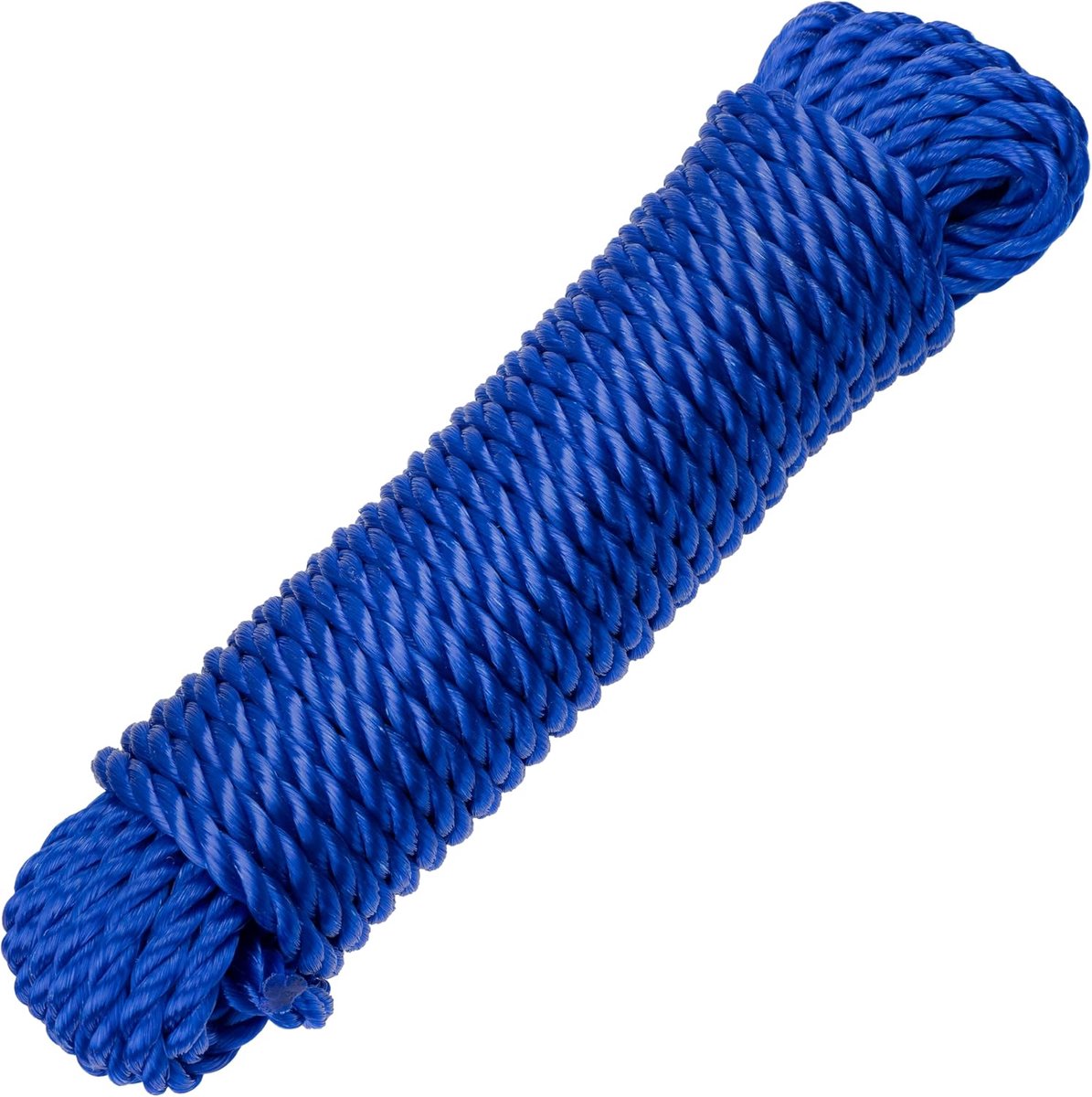 Touw van polypropyleen Ø 8 mm x 15 m - kleur blauw - goede zichtbaarheid riem korte kleding vrije tijd hanger voor binnen en buiten tuin