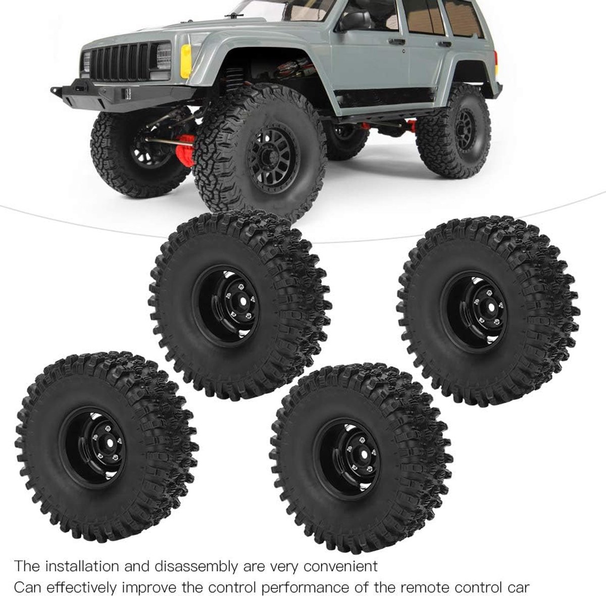 1/10 RC Band, 4 stuks 1.9in Velg Rubber Band Huid, opblaasbare Band Upgrade Onderdelen Afstandsbediening Band Auto Model Band Axiale SCX10 90047 voor TRX4 D90 D110 TF2 1/10 RC crawler 120MM(zwart