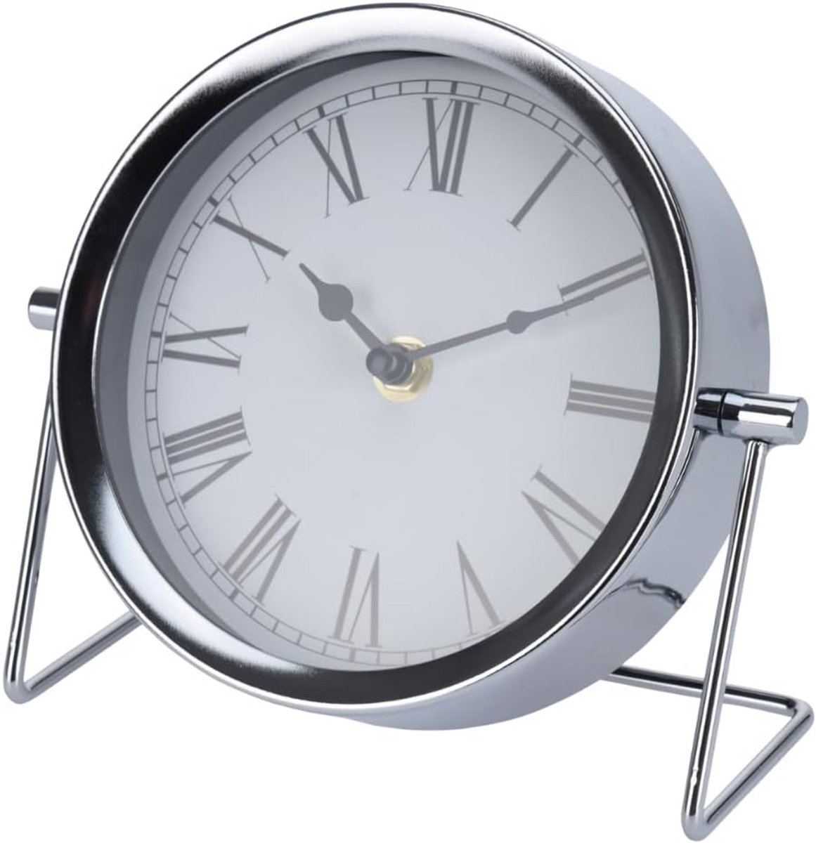 Tafelklo klok - 16 cm - Zilver - Metalen afwerking - Tijdloze decoratie voor elk interieur - SnelShoppen