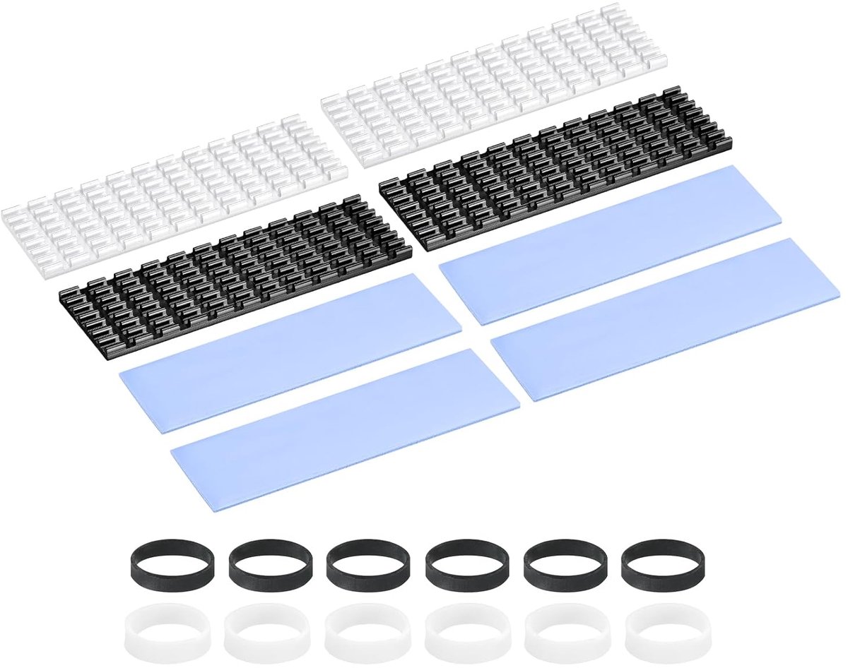 M.2 2280 Nvme SSD Koellichaam 70x22x3mm, Radiator Koeler Met Thermische Pads/Lint/Rubberen sluitringen Voor Laptop Electronics CPU Led, Zwart/Zilver