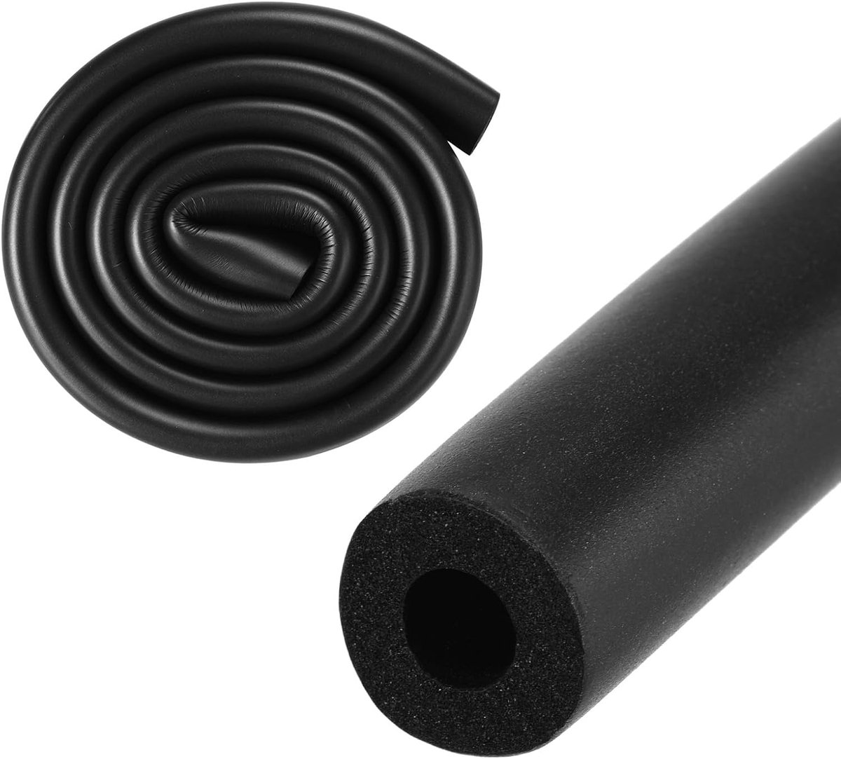 Isolatieschuim van 8 mm, 18 mm buitendiameter 1 m lengte, zachte flexibele schuimbuis, schuimisolatie voor handvatsteun/gitaarstandaard/dakrekken [zwart]