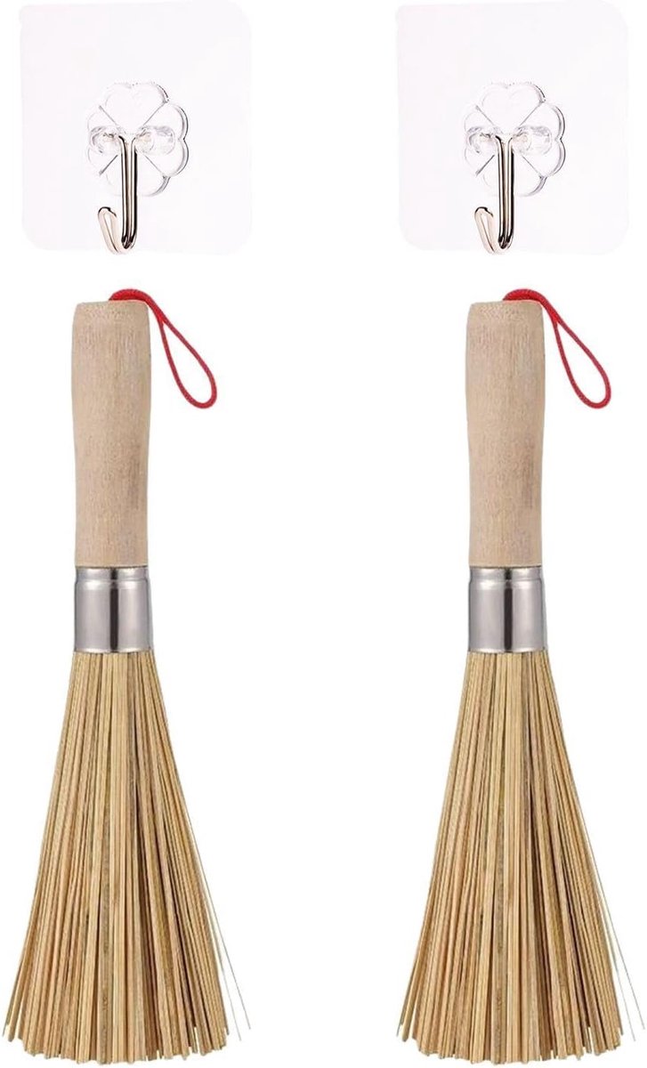 2 Reinigingsborstels En 2 Transparante Haken, Kopje Borstels, Keukenreinigingsborstels, Huisreinigingsborstels, Duurzame Reinigingsborstels, Keukenbenodigdheden