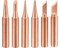 Sourcing map 6 stuks soldeerbout Spitz I+B+K+2.4D+3C-serie vervanging voor soldeerstation 4 mm x 41 mm koper