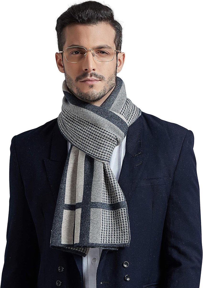 Sjaal 10% Wol Gebreide Sjaal Herensjaal Wollen Sjaal voor Herfst Winter Casual Business Urban Gentleman Muziek Nota/Visgraat/Houndstooth Patroon