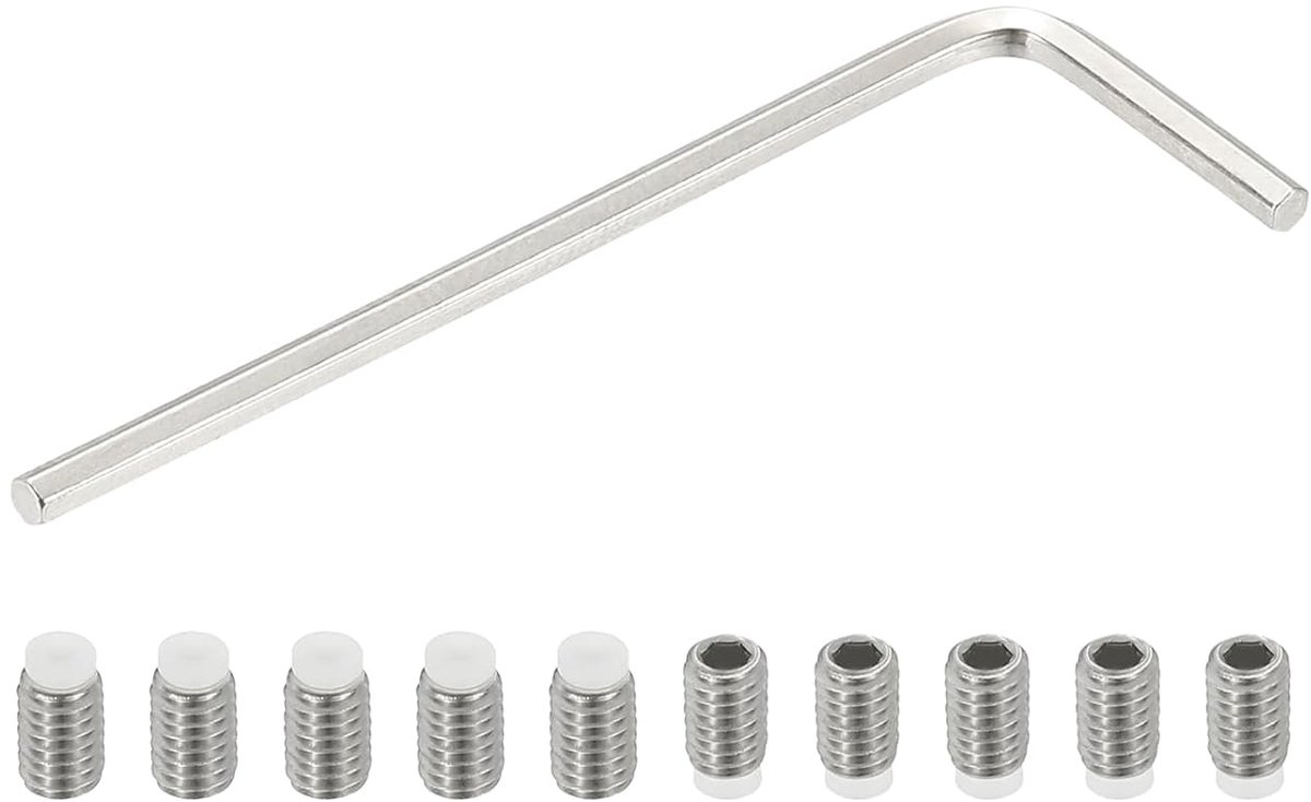Schroeven zonder kop, nylon punt, M4 x 6 mm, 10 stuks, roestvrij staal, 304, zeskantkop, metrisch, met punt, kop, binnenhuls, antislip, materiaal met zeskantsleutel