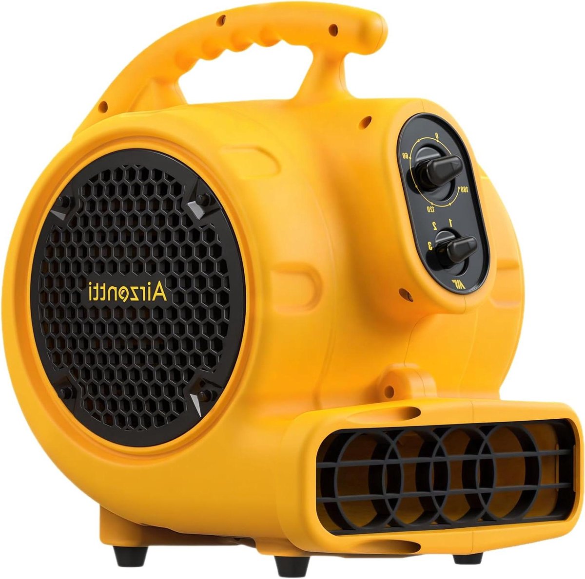Luchtverplaatser Ventilator - Vloer Ventilator - Tapijt Drogen - 3 Snelheden Timer - 200 Watt - Geel