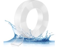 Hvoolee Plakband, extra sterk tape: nano-transparant, wasbaar, dubbelzijdig verwijderbaar, plakstrip, herbruikbare secondelijm voor tapijt, fotowand, keuken, (3 m x 3 cm x 2 mm)