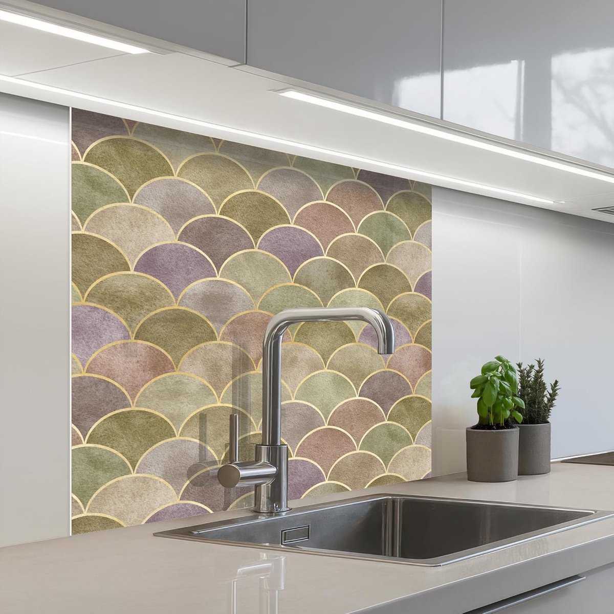 Keukenachterwand 80x80 cm zelfklevend keuken decoratie accessories home kitchen spatscherm Zacht - Goud - Kleurrijk