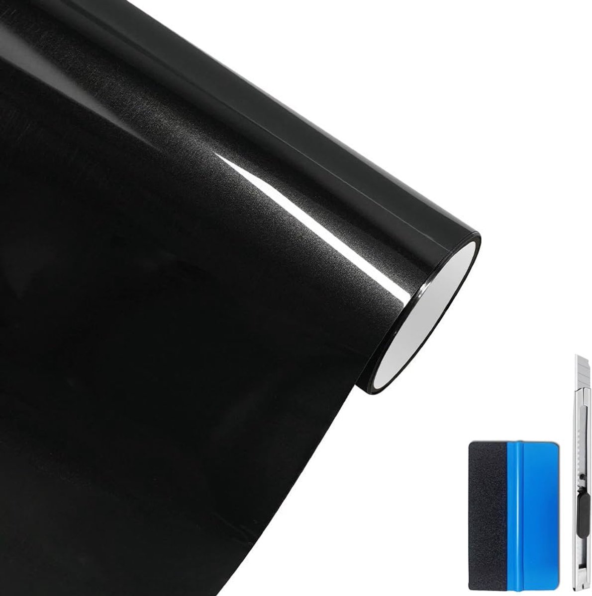 Ultra Gloss Metallic Paint Auto Zelfklevende Wrap Vinylfolie Bubble Free Exterieur Auto-accessoires (zwart, 50 cm x 150 cm)