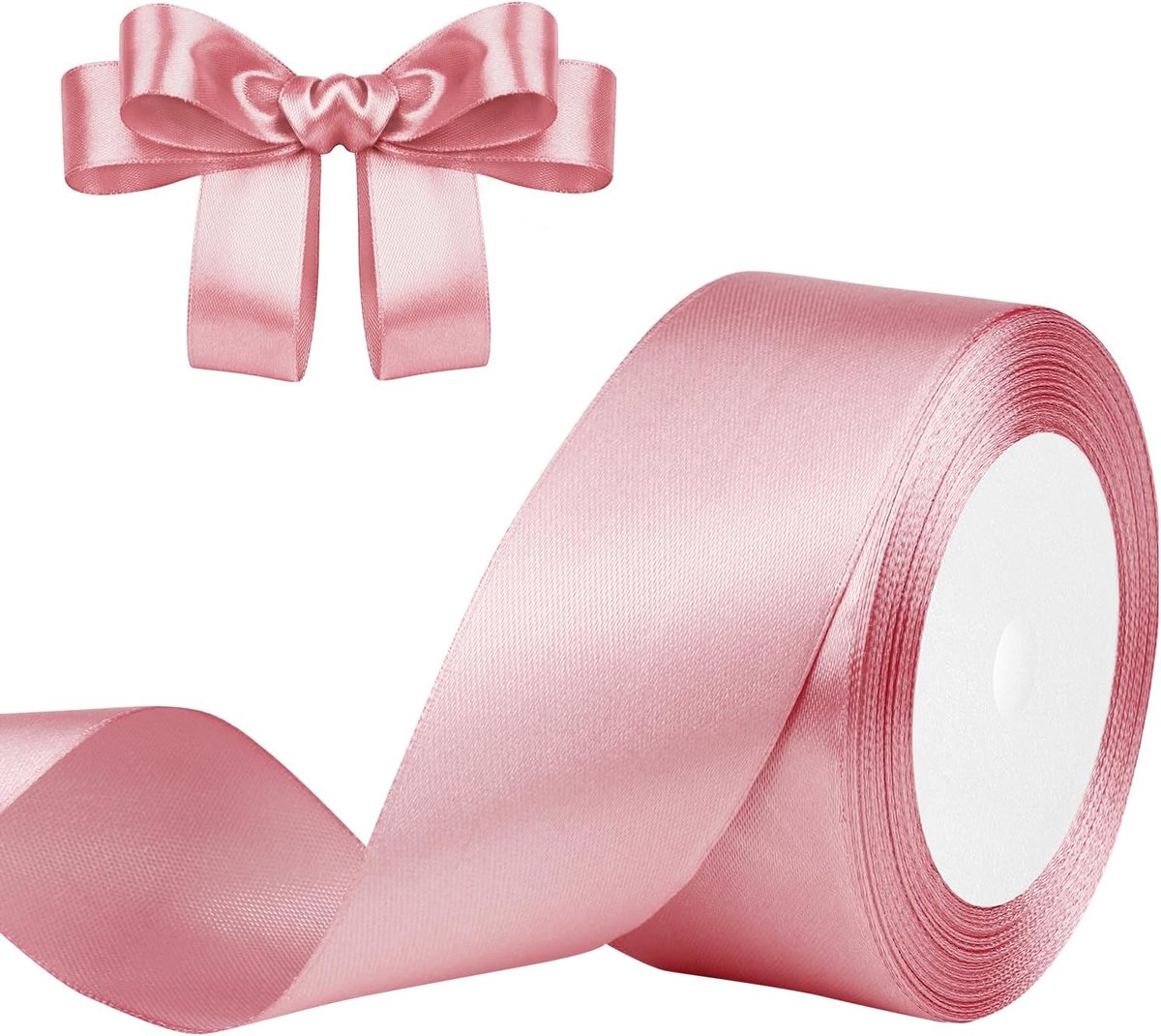 Satijnen lint, roségoud, 40 mm x 23 m, satijnen linten voor geschenkverpakking, handwerk, knutselen, naaien, bruiloftsdecoratie, kerstboomdecoratie.