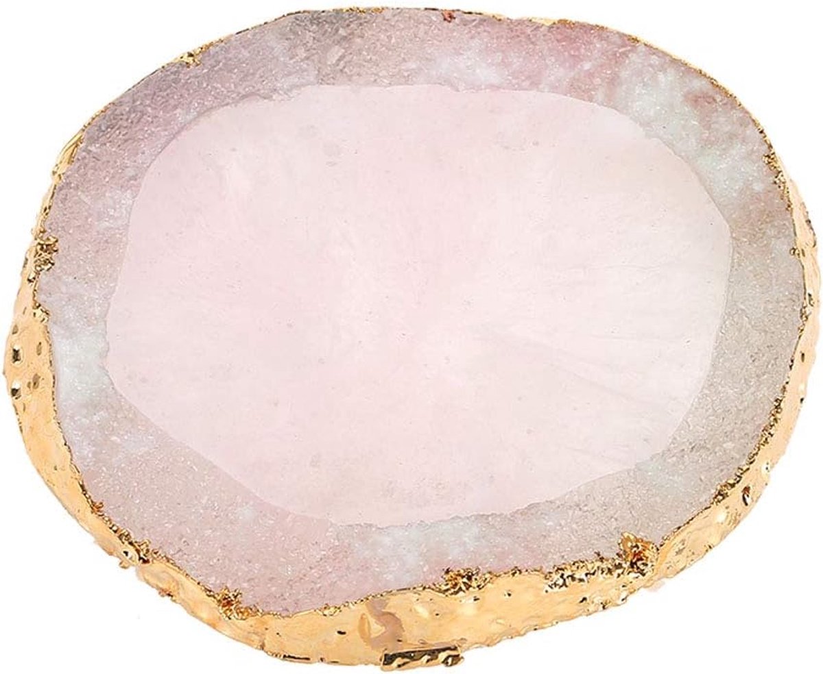 Nail Art Palette, Paint Drawing Color Dish Golden Edge Nail Art Painting Gel Palette Manicure Tool(Roze)