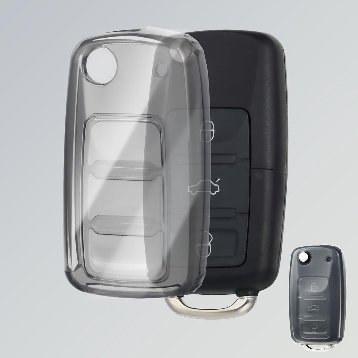 Custodia Chiavi Trasparente Cover Chiave, Guscio Chiave Copri Chiavi Auto Telecomando per VW Volkswagen Polo Golf 4/5/6 Multivan T5 Caddy Jetta Bora Superb Passat Skoda Fabia Seat Ibiza