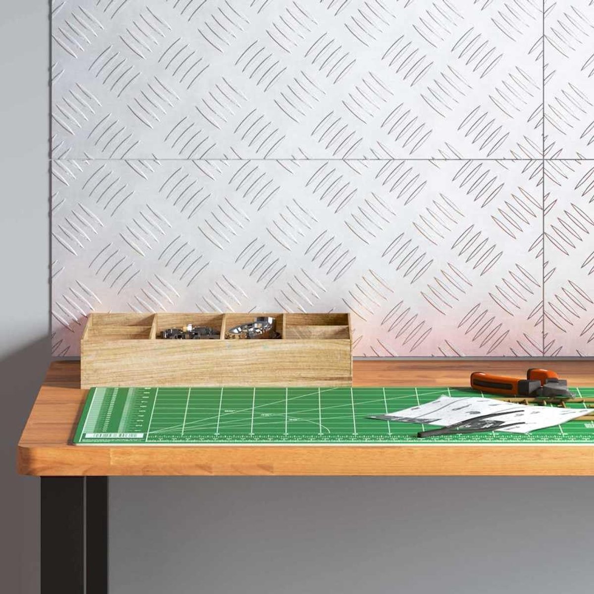 Trap Treden 4 Stuks 50x20 cm Zilver | Antislip Checkerplate Ontwerp, Duurzaam, Lichtgewicht, Eenvoudig Onderhoud, Binnen en Buiten