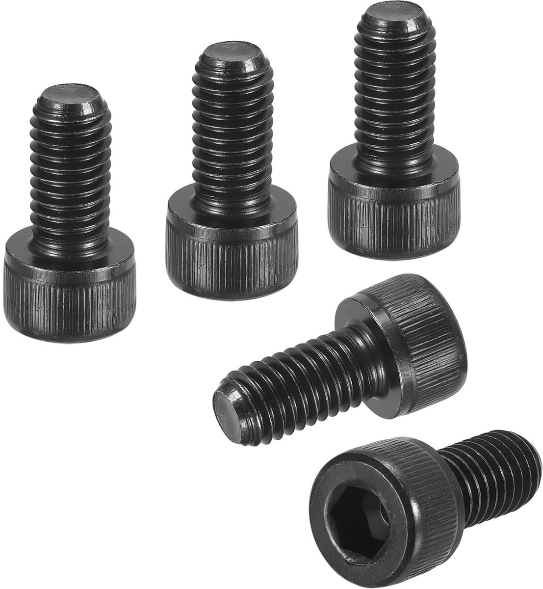 M8 - 1,25 x 16 zeskantschroeven - 20 stuks - goed voor racefiets, mountainbike, auto, metrische zeskantschroeven van koolstofstaal, zwart