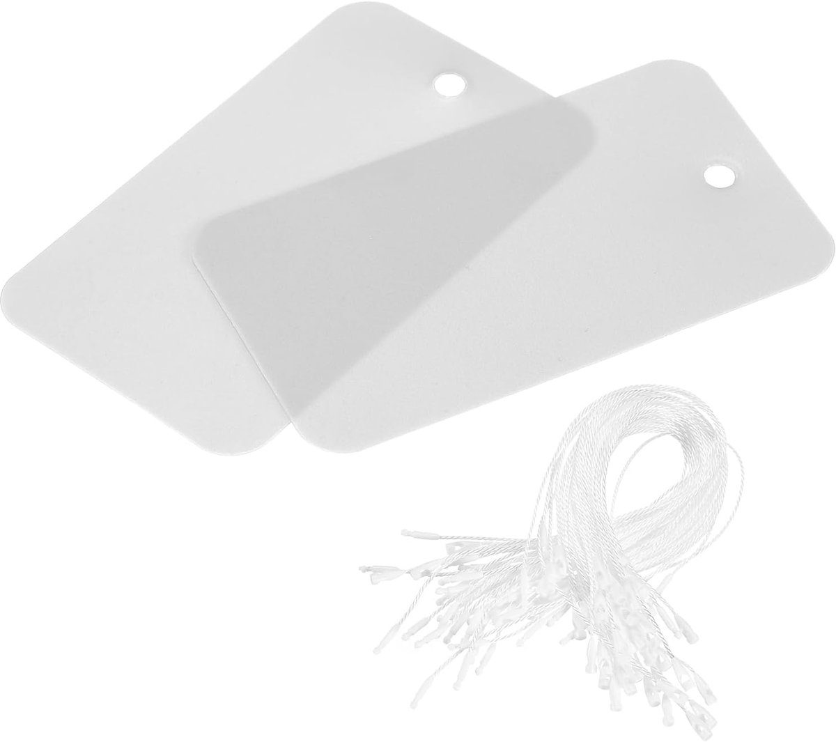 Waterdichte draden kunststof verzendhanger, voor productidentificatie-aanhangers, ventielmarkering, buitenmarkering, 3,8 x 6,1 cm grijs 50 stuks met touw
