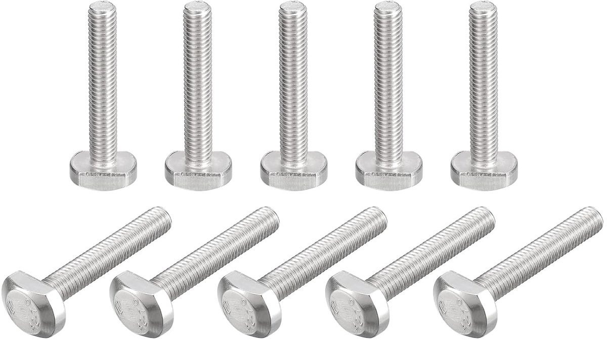 T-sleufschroeven, 20 stuks, M5 x 30 mm, T-inwerpgleuf, glijbouten, 304 roestvrij staal, T-vormige T-railschroeven
